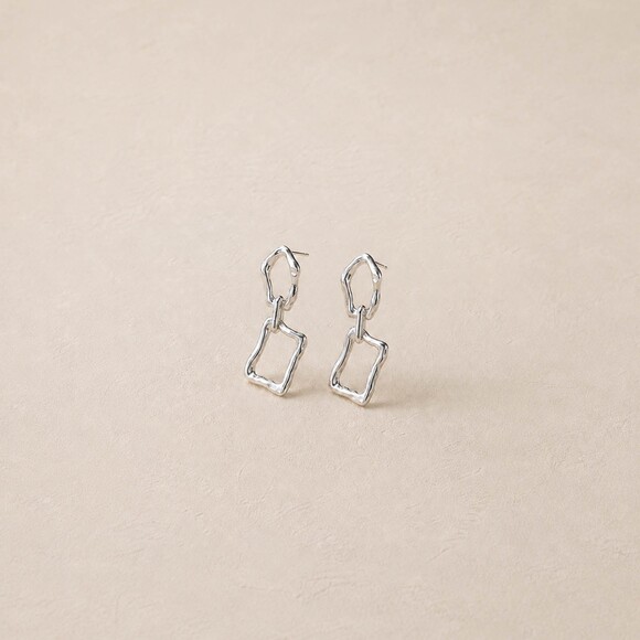 Museori Jewelry - Museori Sterling Silver Statement Dangle Earrings Linked Frames